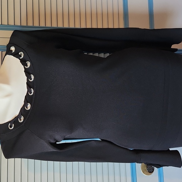 INC International Concepts Black Grommet Neck Top - Picture 2 of 12